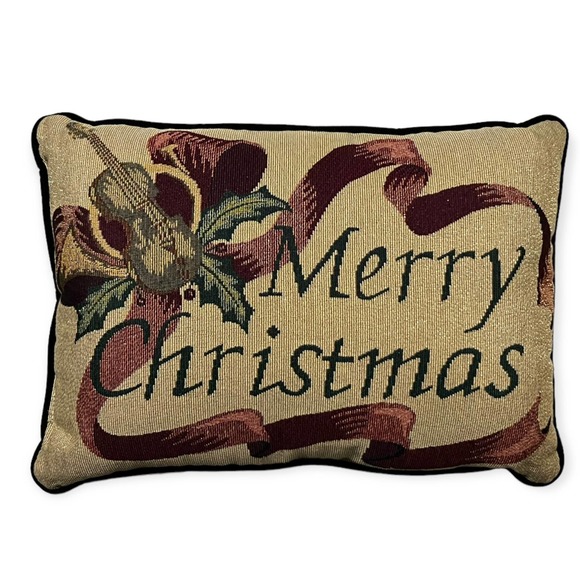 Vintage Ex-Cell Home Fashions Merry Christmas Embroidered & Velvet Throw Pillow - Picture 1 of 13